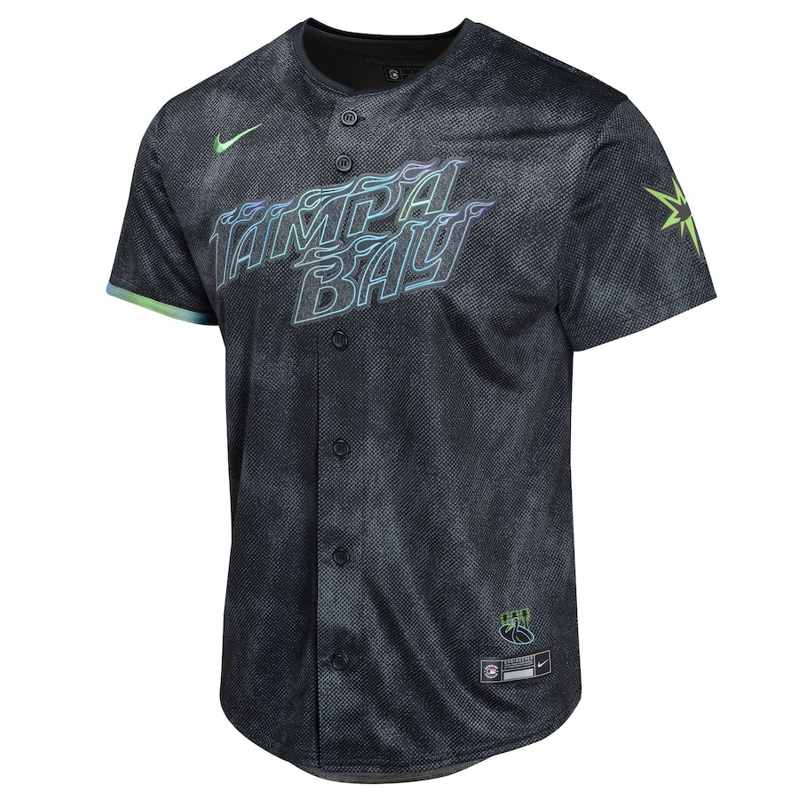 Shane McClanahan 18 Tampa Bay Rays 2024 City Connect Limited Charcoal MLB Jersey Youth