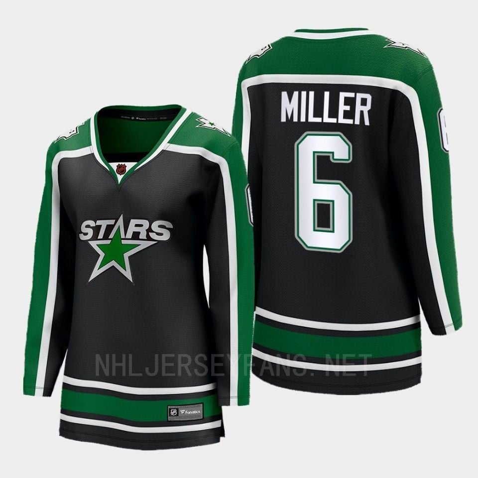 Dallas Stars 6 Colin Miller Reverse Retro Black Equipment, Women NHL Jersey Women's