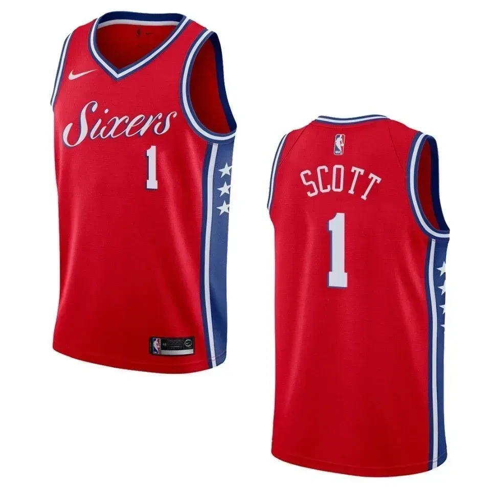Philadelphia 76ers 1 Mike Scott Statement Swingman Red NBA Jersey Men's