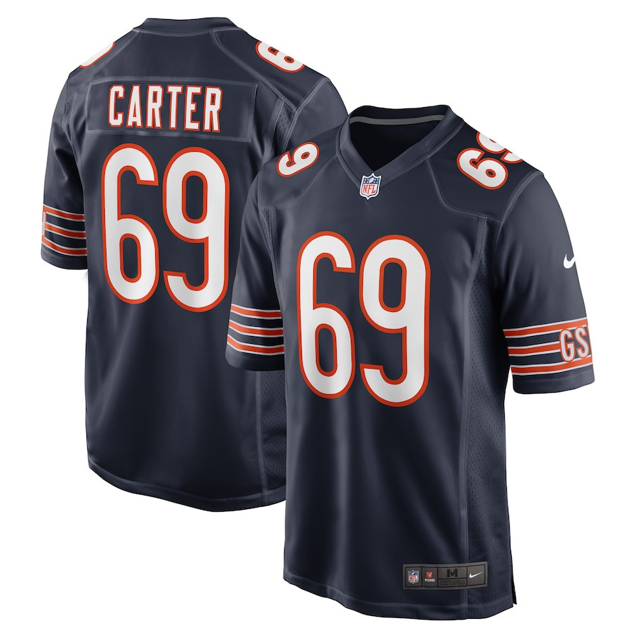 Ja'Tyre Carter 69 Chicago Bears Game Navy NFL Jersey Men's