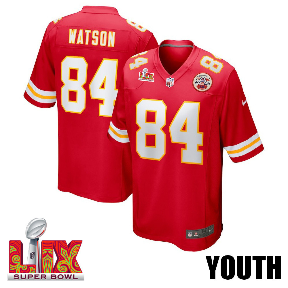 Justin Watson #84 Kansas City Chiefs Super Bowl LIX Red NFL Jersey Youth