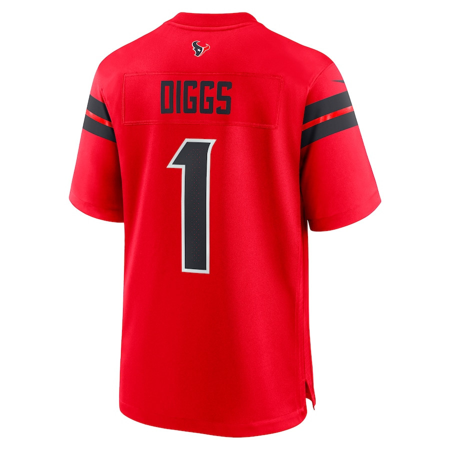 Stefon Diggs 1 Houston Texans Alternate Game Red NFL Jersey Men's
