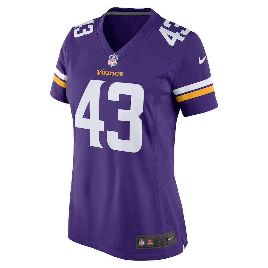 Andrew Van Ginkel 43 Minnesota Vikings Team Game Purple NFL Jersey Women's
