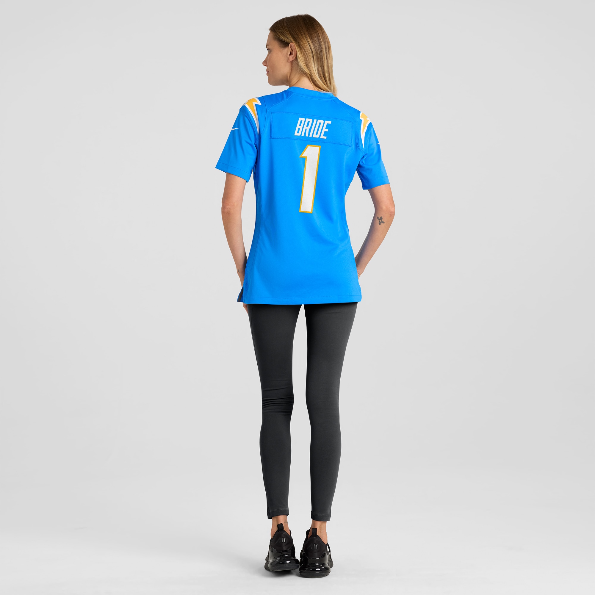 Los Angeles Chargers Number 1 Bride Powder Blue Game NFL Jersey Women's