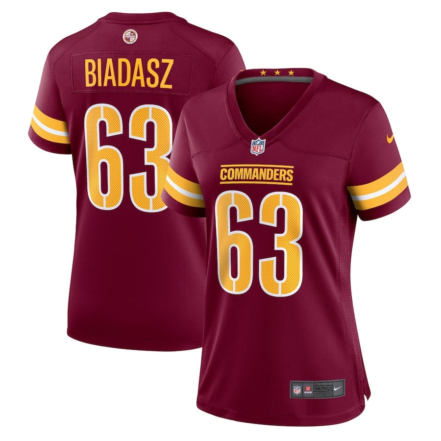 Tyler Biadasz 63 Washington Commanders Game Burgundy NFL Jersey Women's