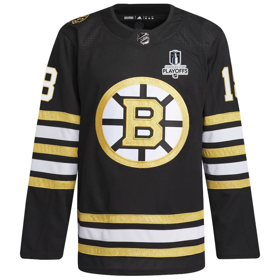 Pavel Zacha 18 Boston Bruins 2024 Playoffs Patch Home Black NHL Jersey Men's