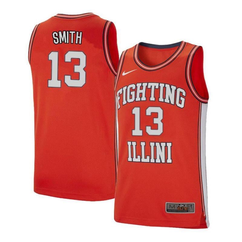 13 Mark Smith Orange Retro Elite Illinois Fighting Illini NCAA Jersey Men's