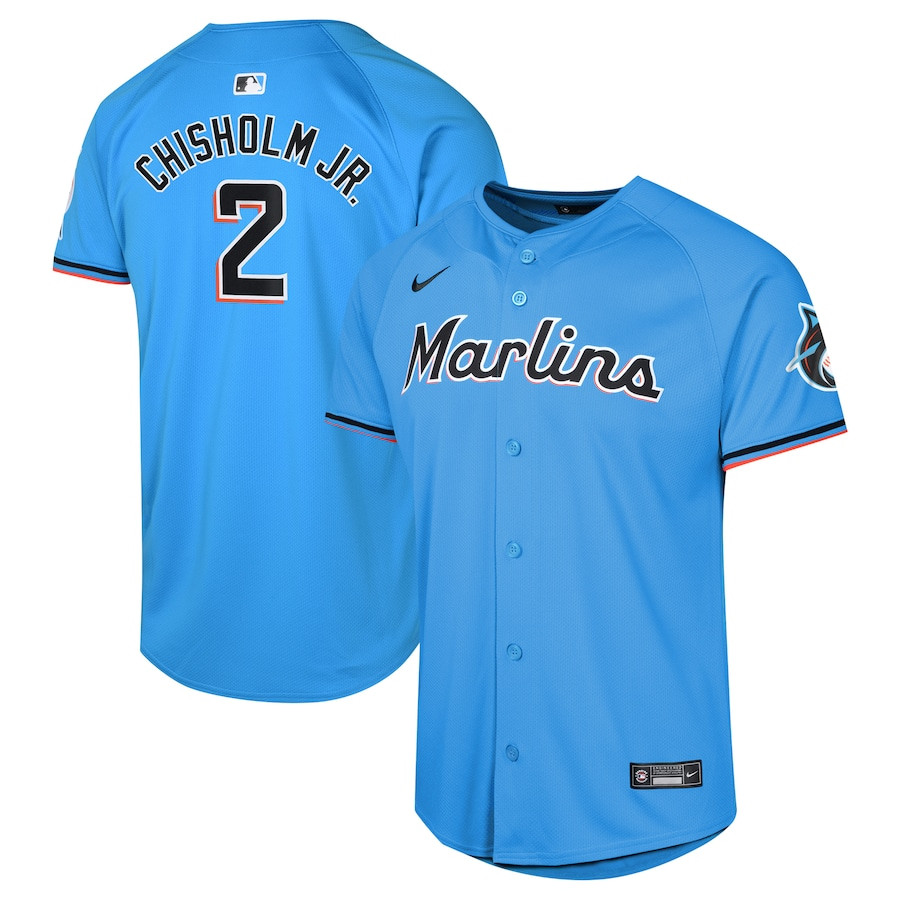 Jazz Chisholm Jr. 2 Miami Marlins Alternate Limited Blue MLB Jersey Youth