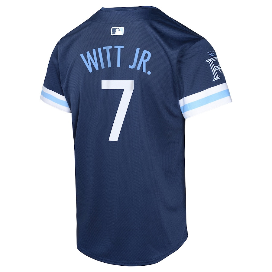 Bobby Witt Jr. 7 Kansas City Royals City Connect Limited Navy MLB Jersey Youth