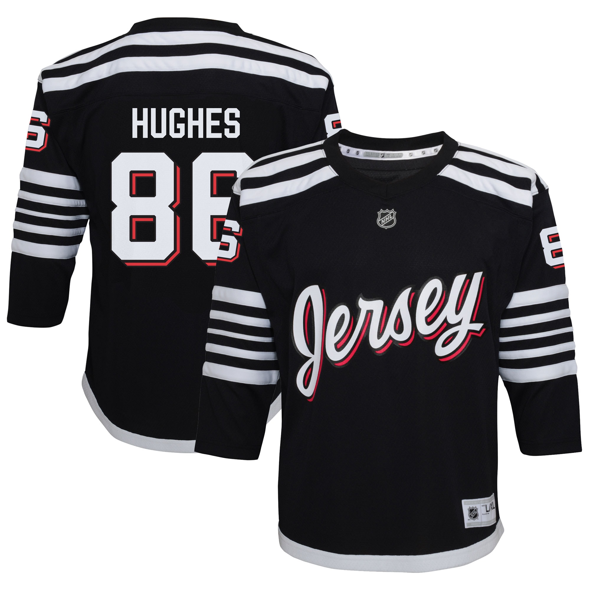 New Jersey Devils Jack Hughes Black Alternate Player NHL Jersey Youth
