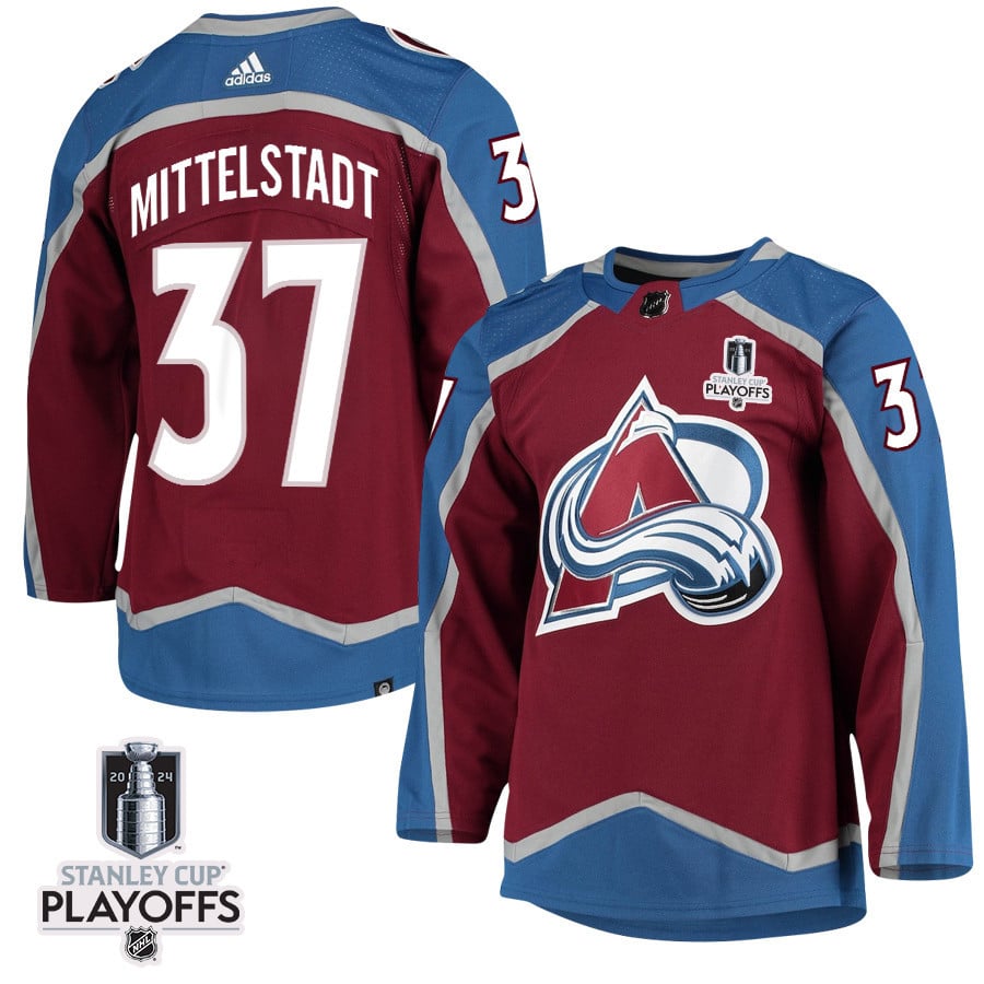 Casey Mittelstadt 37 Colorado Avalanche 2024 Playoffs Patch Home Men NHL Jersey Men's