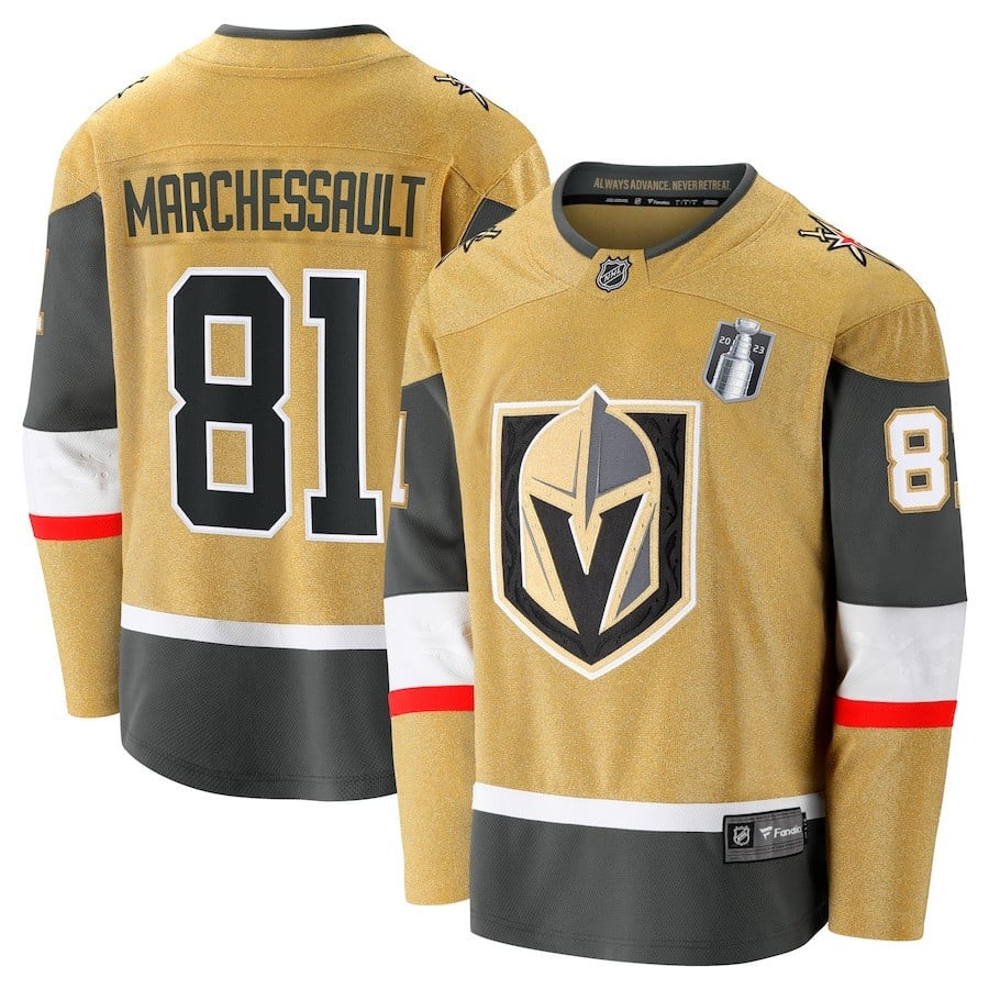 Jonathan Marchessault 81 Vegas Golden Knights 2023 Stanley Cup Final Home Breakaway Player Gold NHL Jersey Men's