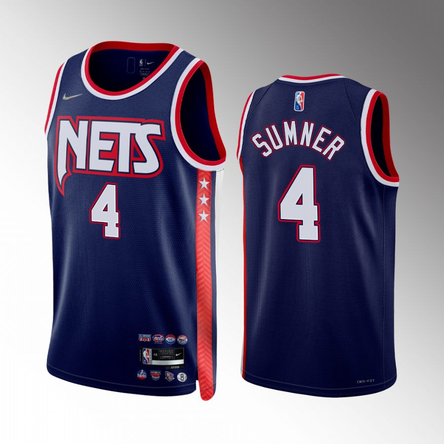 Brooklyn Nets Edmond Sumner 4 City Edition Blue Diamond 75th NBA Jersey Men's