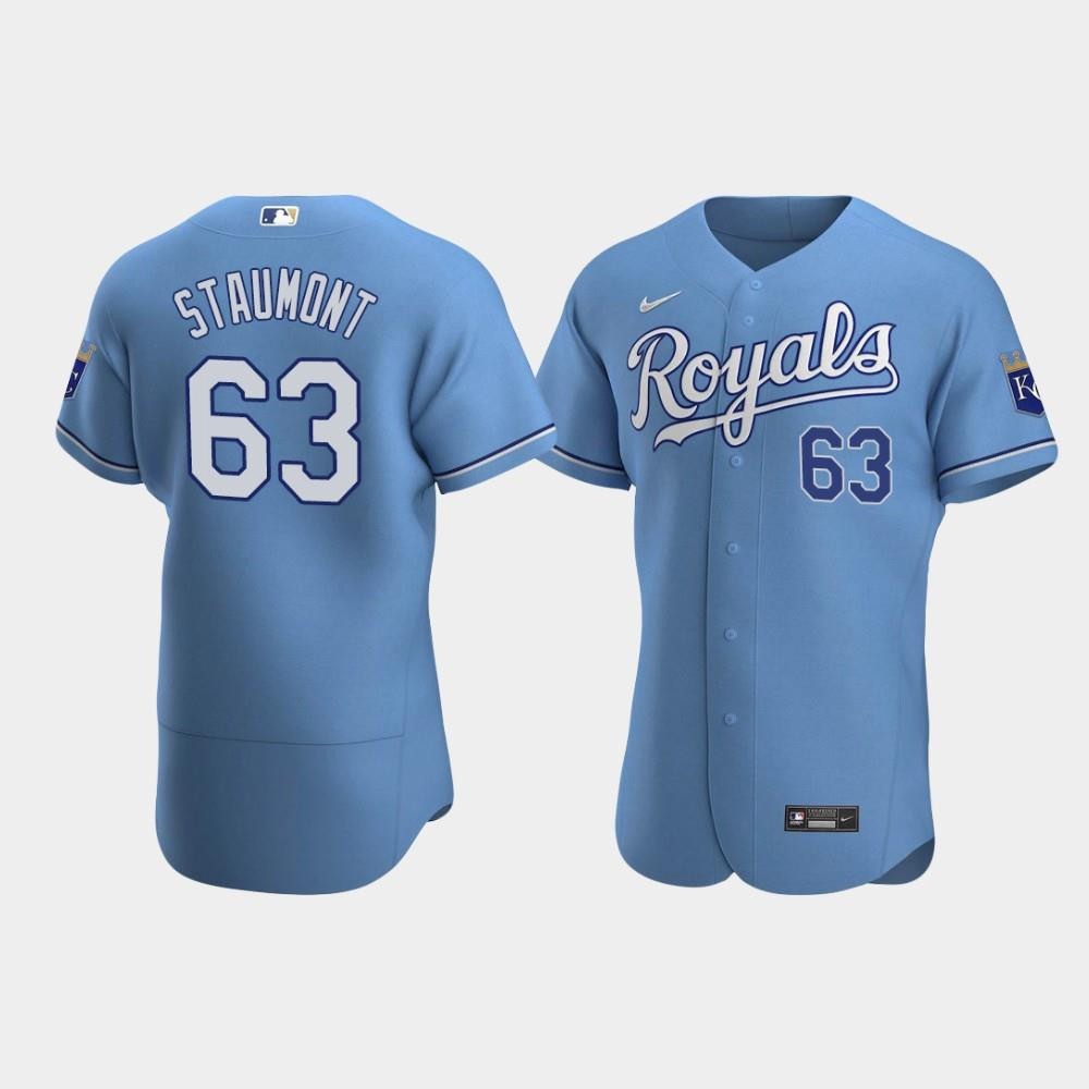 Josh Staumont 63 Kansas City Royals Light Blue Alternate MLB Jersey Men's