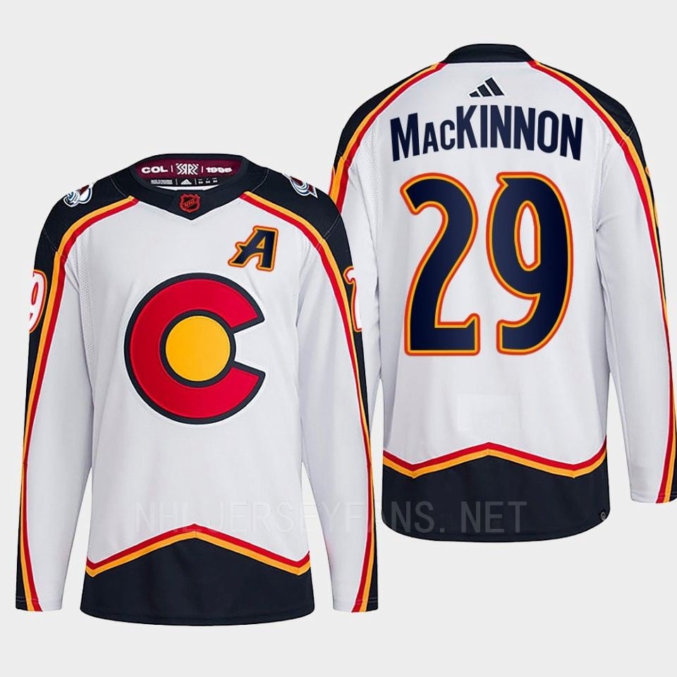 Nathan MacKinnon 29 Reverse Retro 2.0 2022 Colorado Avalanche White Primegreen NHL Jersey Men's