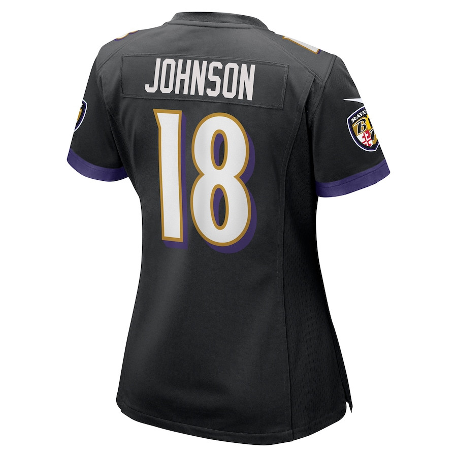 Diontae Johnson 18 Baltimore Ravens Alternate Player Game Black NFL Jersey Women's