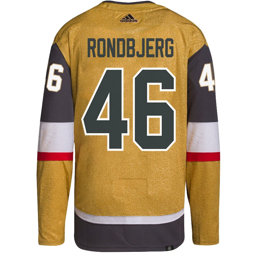 Jonas Rondbjerg 46 Vegas Golden Knights Stanley Cup 2023 Champions Patch Home Breakaway Gold NHL Jersey Men's