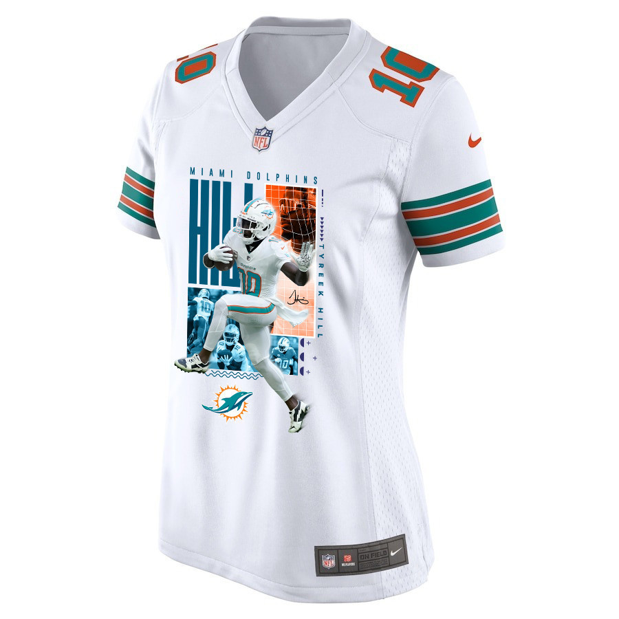 Tyreek Hill 10 Miami Dolphins The Cheetah Game White NFL Jersey Women's