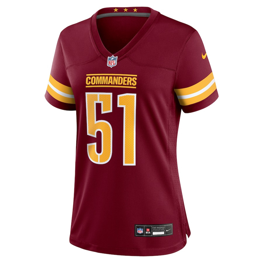 Bobby Hart 51 Washington Commanders Game Burgundy NFL Jersey Women's