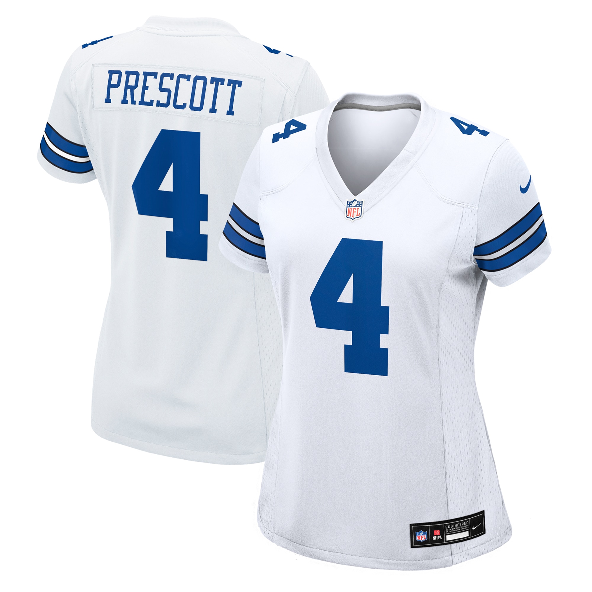Dallas Cowboys Dak Prescott White Team Game NFL Jersey Women's