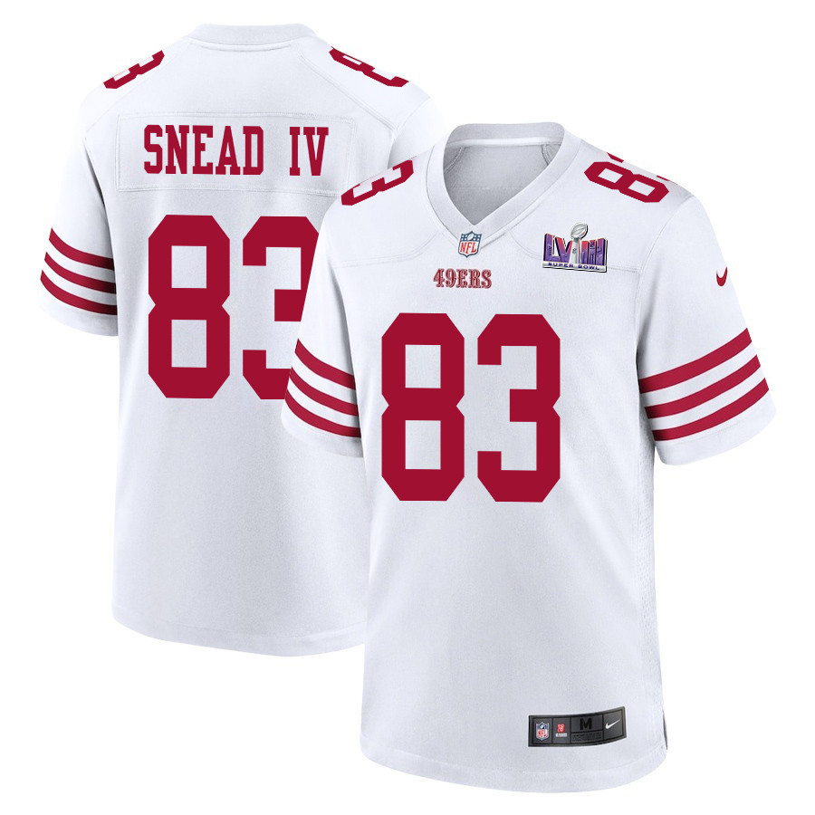 Willie Snead IV 83 San Francisco 49ers Super Bowl LVIII Patch Game White NFL Jersey Men's