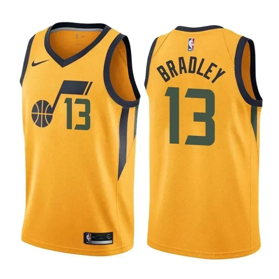 Utah Jazz Tony Bradley 13 Statet Yellow NBA Jersey Men's