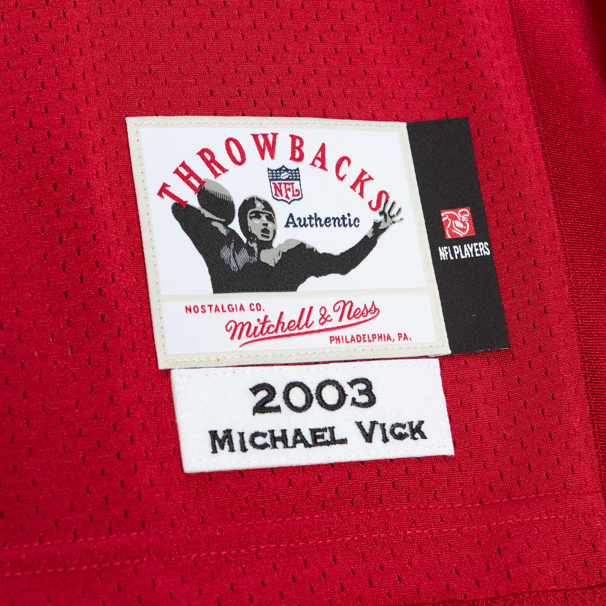 Atlanta Falcons 2003 Michael Vick Mitchell Ness Red Throwback Retired Player NFL Jersey Men's