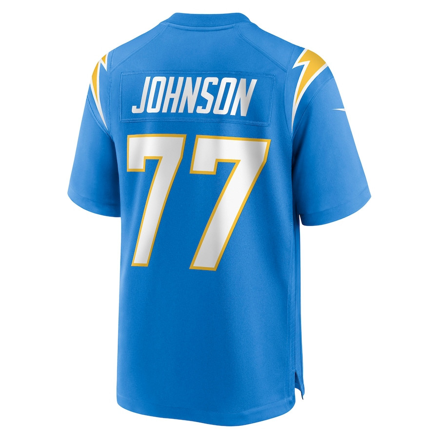Zion Johnson 77 Los Angeles Chargers Game Powder Blue NFL Jersey Men's