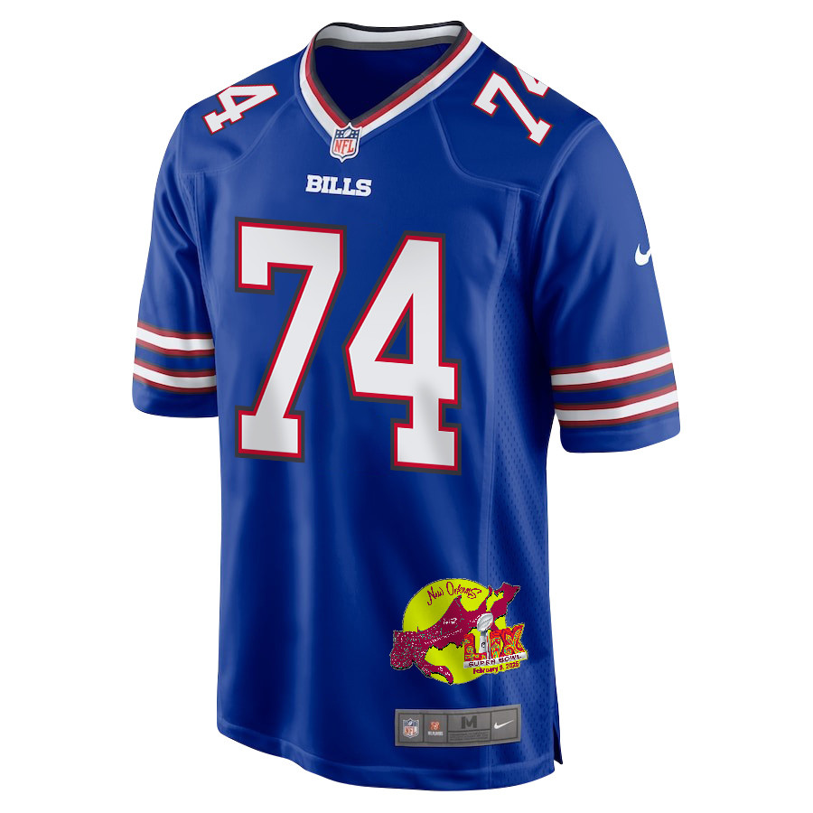 Ryan Van Demark 74 Buffalo Bills Super Bowl LIX New Orleans Patch Game Royal NFL Jersey Men's
