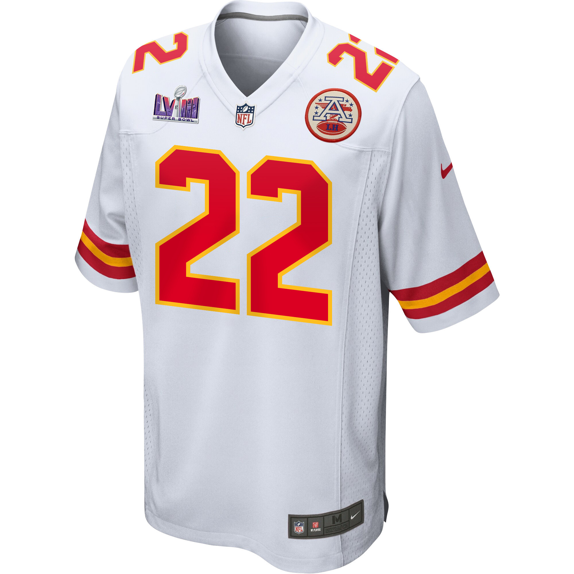 Trent McDuffie 22 Kansas City Chiefs Super Bowl LVIII Patch Game White NFL Jersey Men's