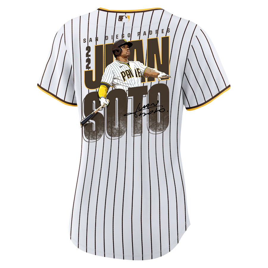 Juan Soto 22 San Diego Padres Signed Posture 2023 Home Player White MLB Jersey Women's