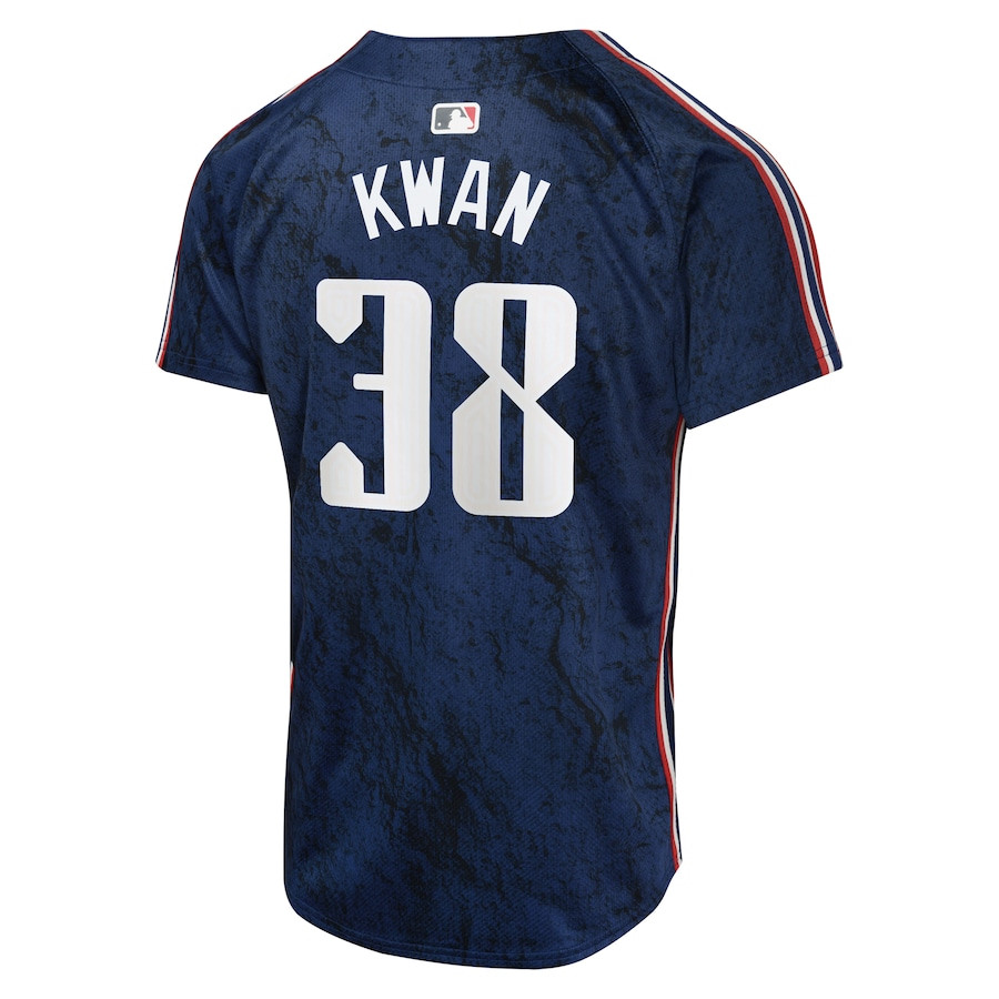 Steven Kwan 38 Cleveland Guardians 2024 City Connect Limited Navy MLB Jersey Youth