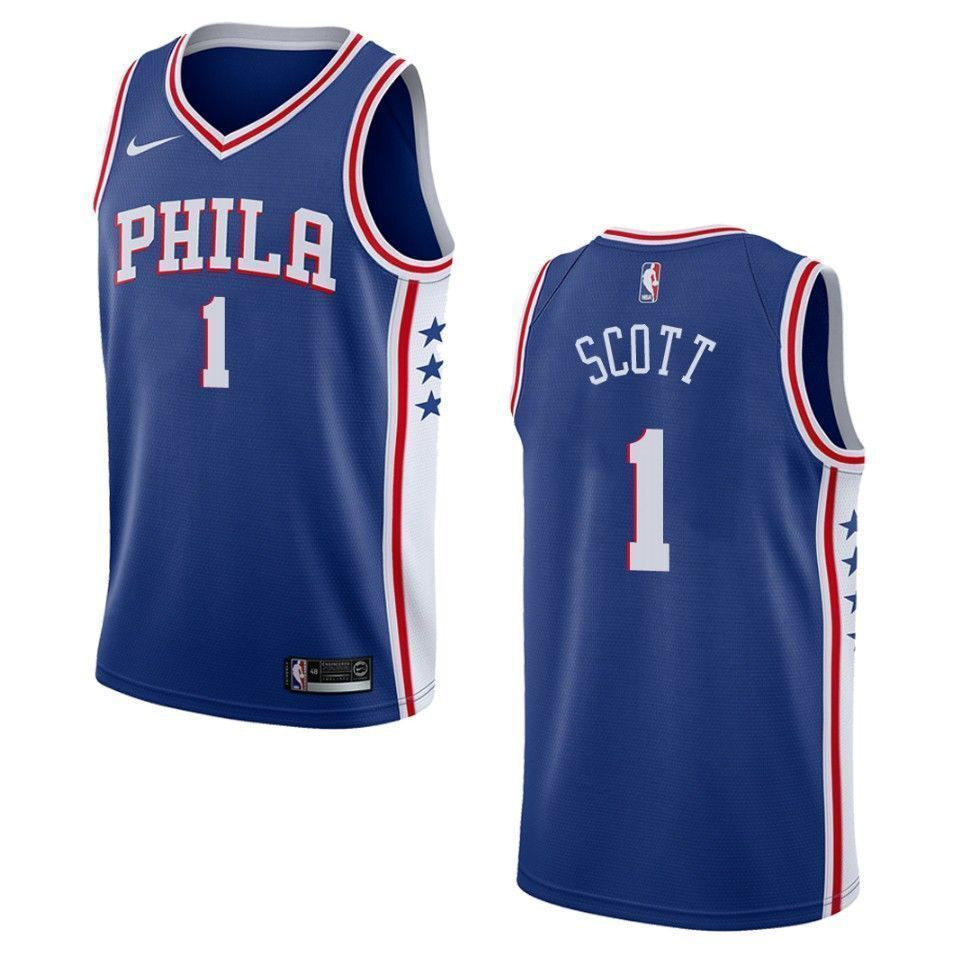 Philadelphia 76ers 1 Mike Scott Icon Swingman Blue NBA Jersey Men's