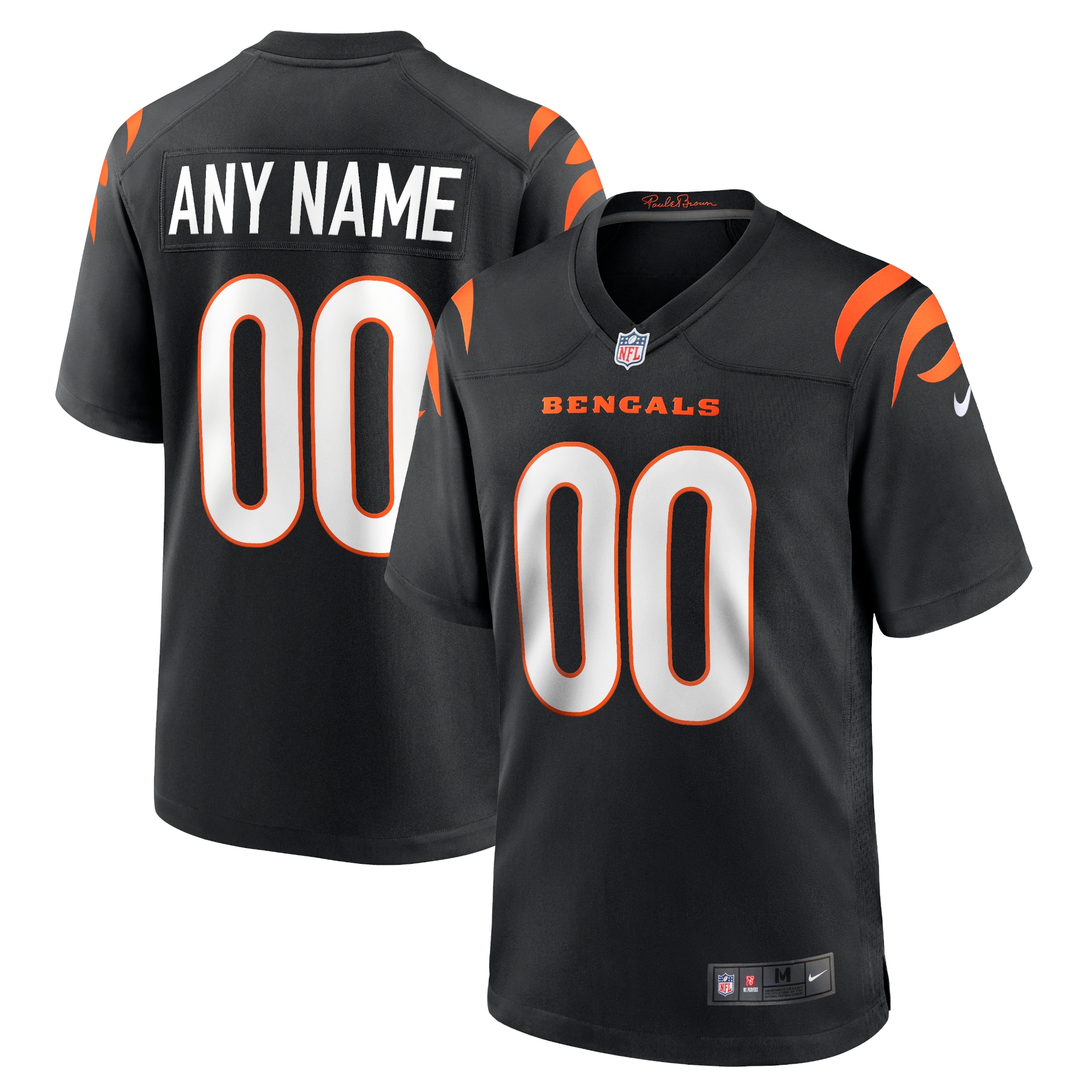 Cincinnati Bengals Black Logo Game Custom NFL Jersey Youth