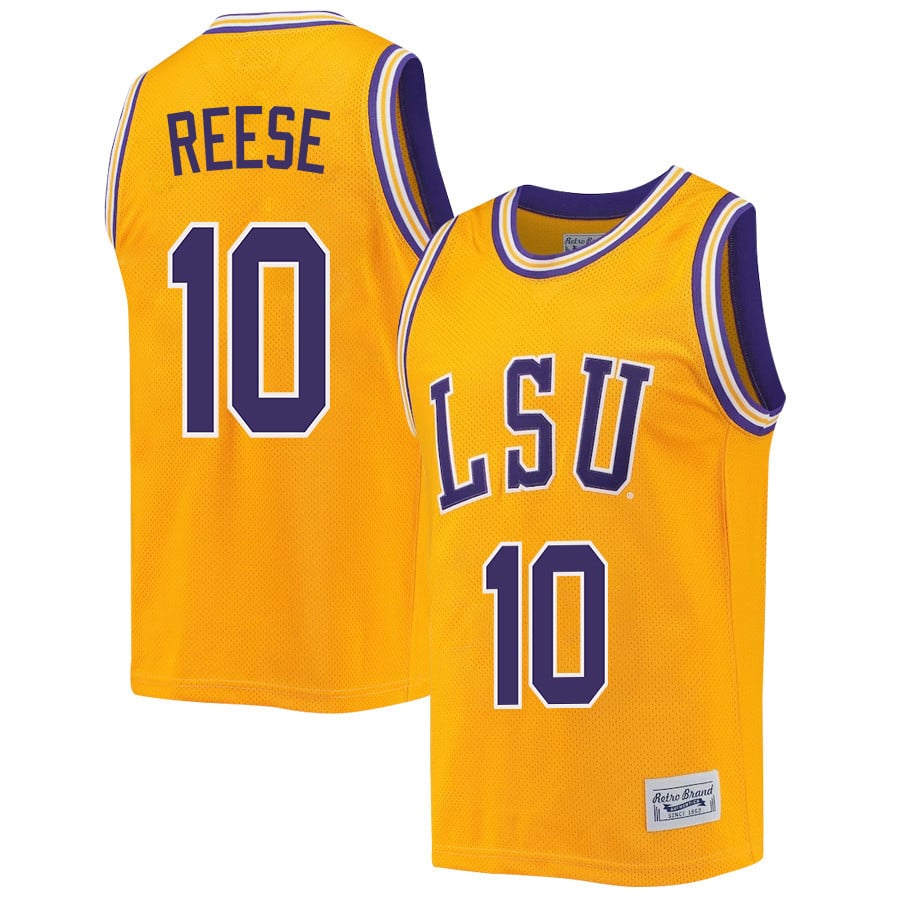 Angel Reese 10 LSU Tigers 2023 Retro- Gold NCAA Jersey Men's