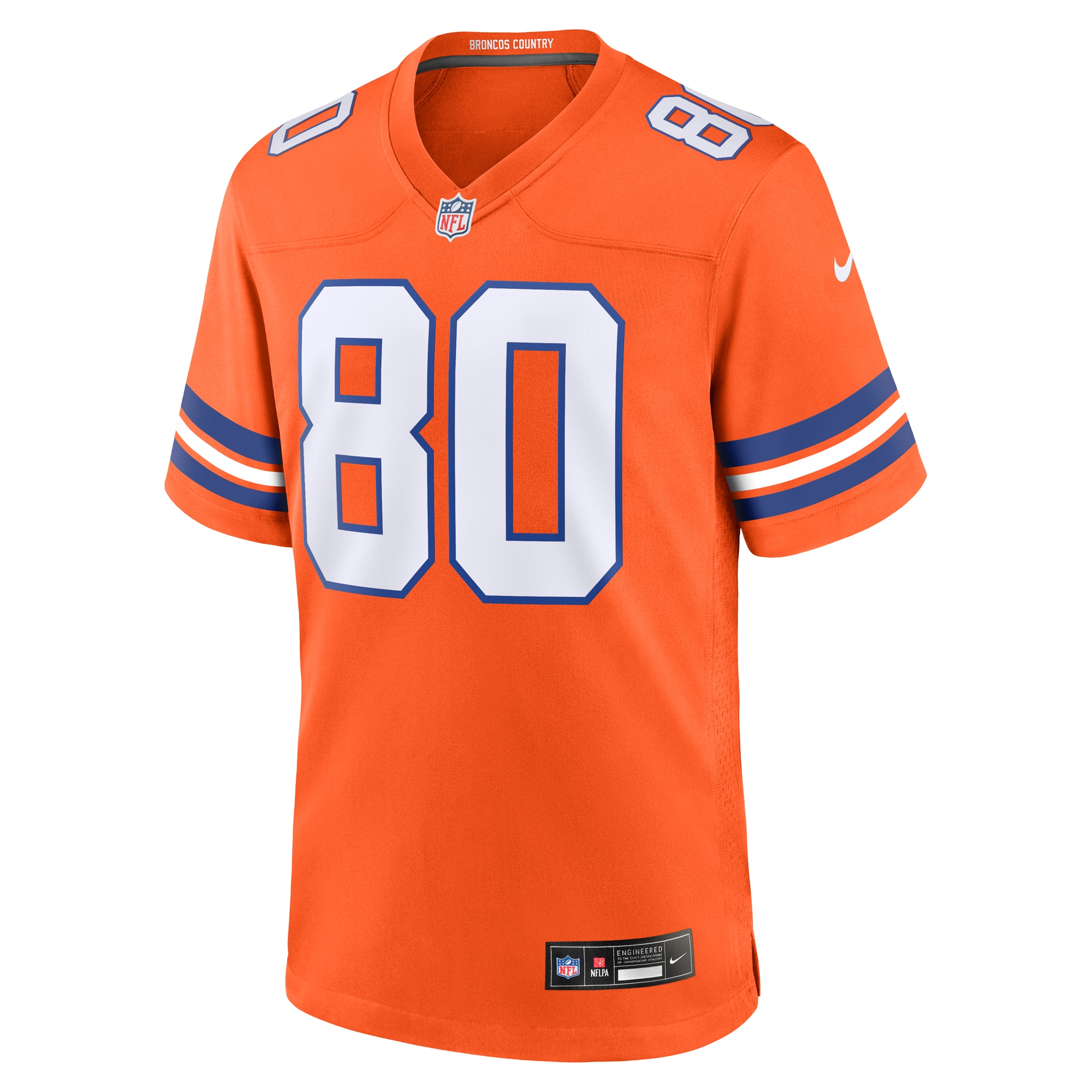 Denver Broncos Rod Smith Orange Mile High Collection 1977 Throwback Retired Player Game NFL Jersey Men's