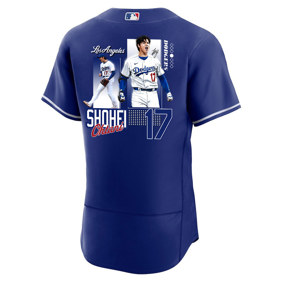 Shohei Ohtani 17 Los Angeles Dodgers Signed Welcome To The Sho 2023 Alternate ELITE Royal MLB Jersey Men's
