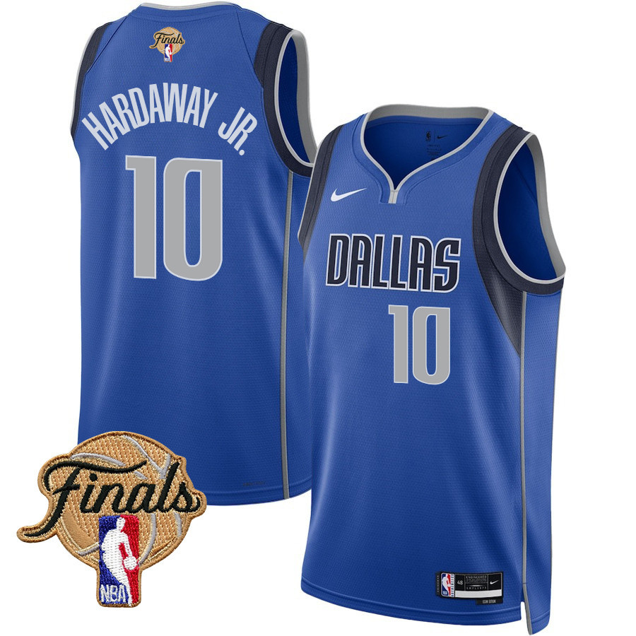 Tim Hardaway Jr. 10 Dallas Mavericks 2024 FINALS PATCH Swingman Icon Edition Blue NBA Jersey Men's