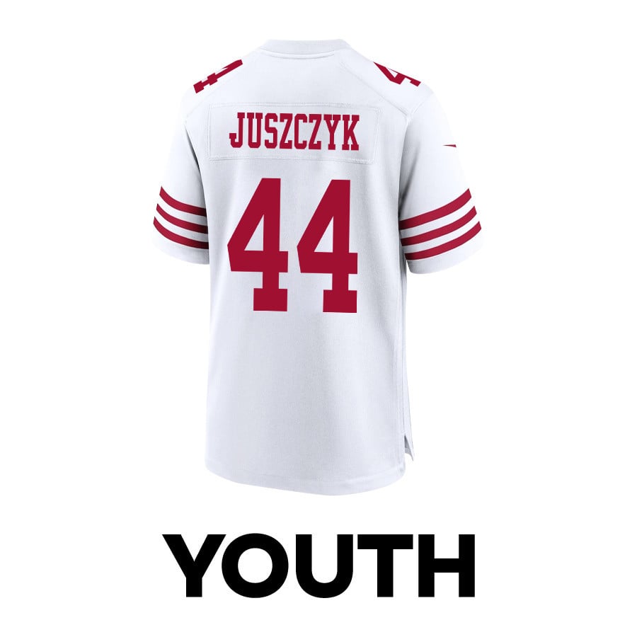 Kyle Juszczyk 44 San Francisco 49ers Super Bowl LVIII Patch Game White NFL Jersey Youth