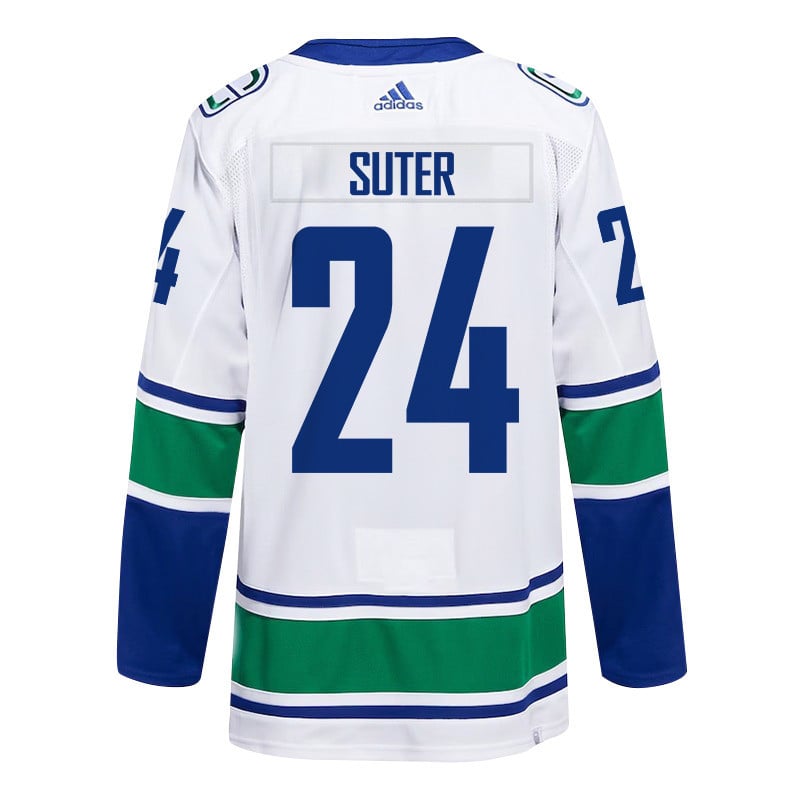 Pius Suter 24 Vancouver Canucks 2024 Playoffs Patch Away White NHL Jersey Men's