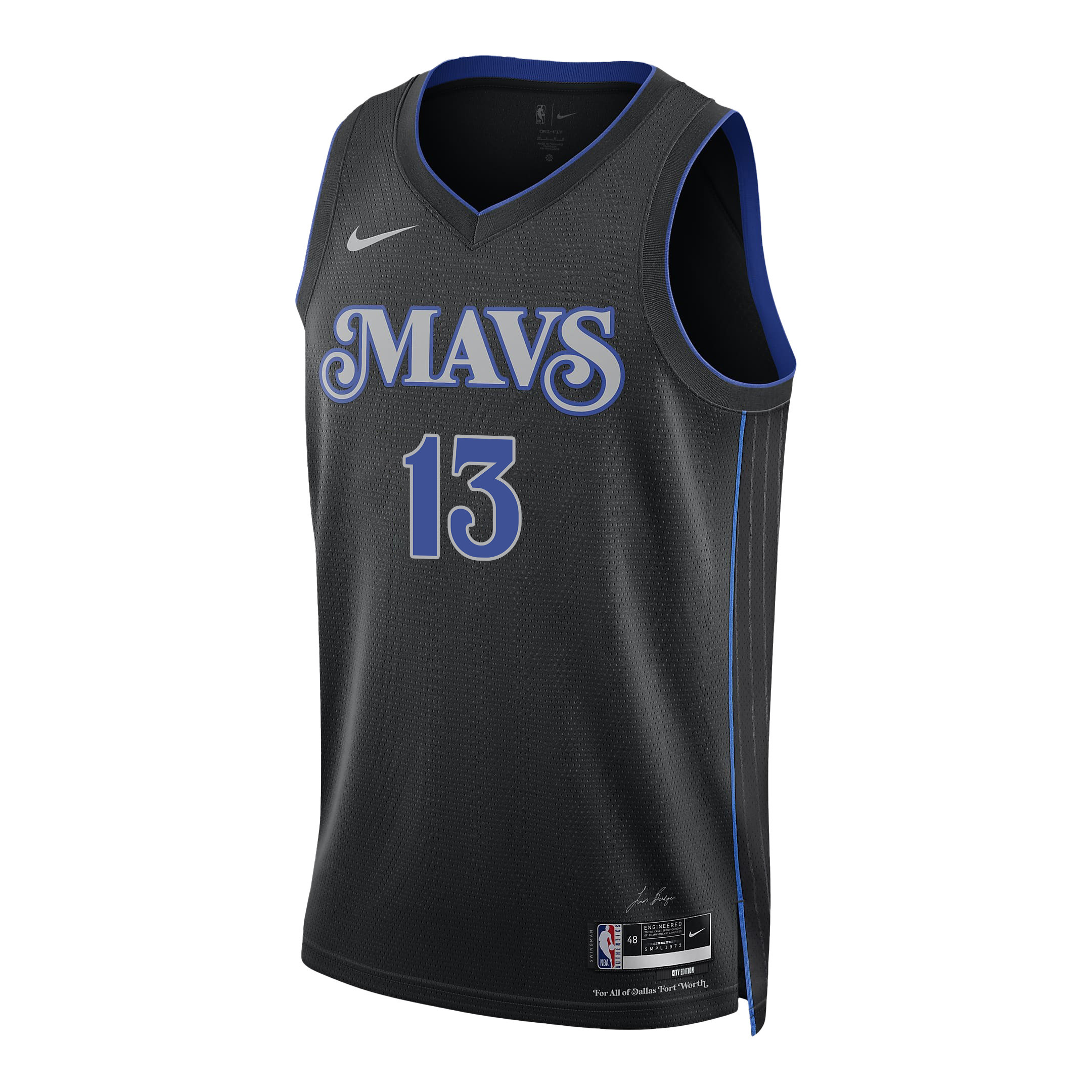 Greg Brown III 13 Dallas Mavericks 2024 FINALS PATCH Swingman City Edition Black NBA Jersey Men's