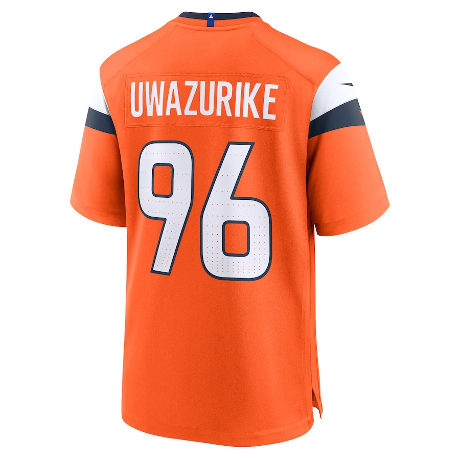 Eyioma Uwazurike 96 Denver Broncos Team Game Orange NFL Jersey Men's