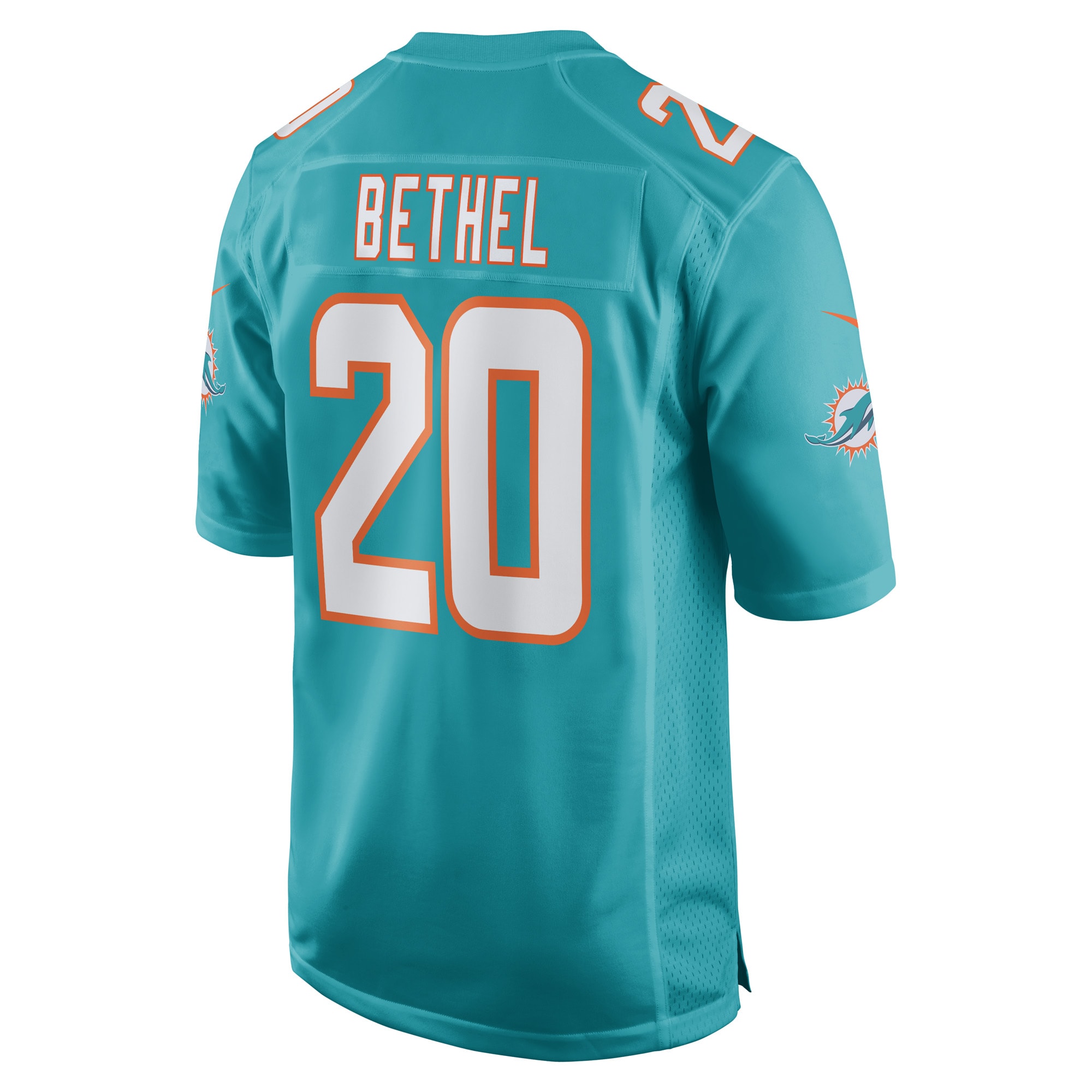 Miami Dolphins Justin Bethel Aqua Game Player NFL Jersey Men's