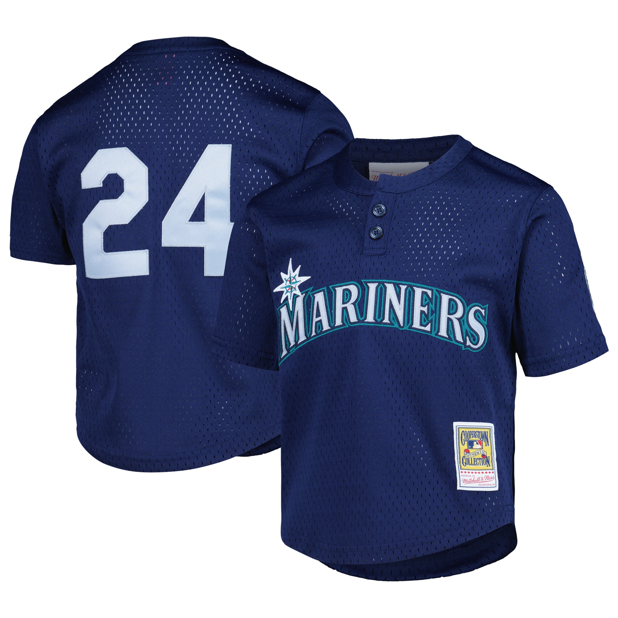 Preschool Seattle Mariners Ken Griffey Jr. Mitchell Ness Navy Cooperstown Collection Mesh Batting Practice MLB Jersey Men's