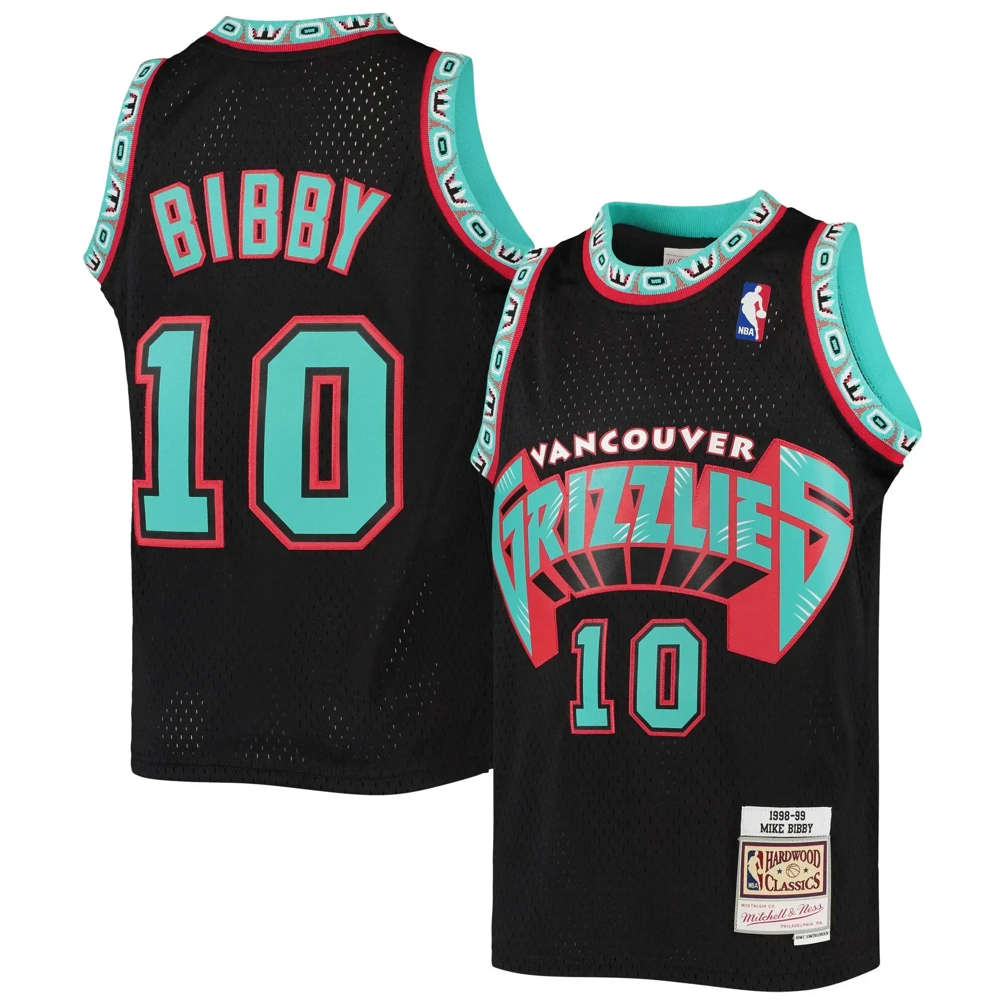 Mike Bibby Vancouver Grizzlies Mitchell Ness 1998-99 Hardwood Classics Reload Black NBA Jersey Youth