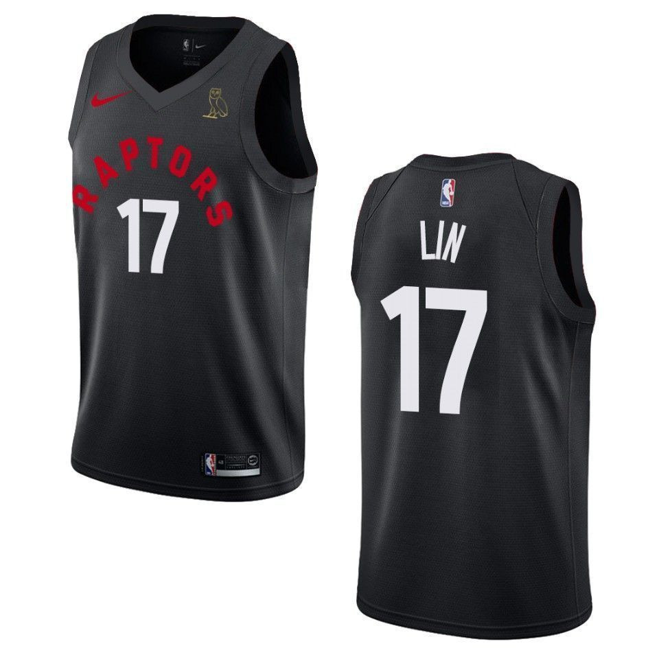Toronto Raptors 17 Jeremy Lin Drake Ovo Collection Black NBA Jersey Men's