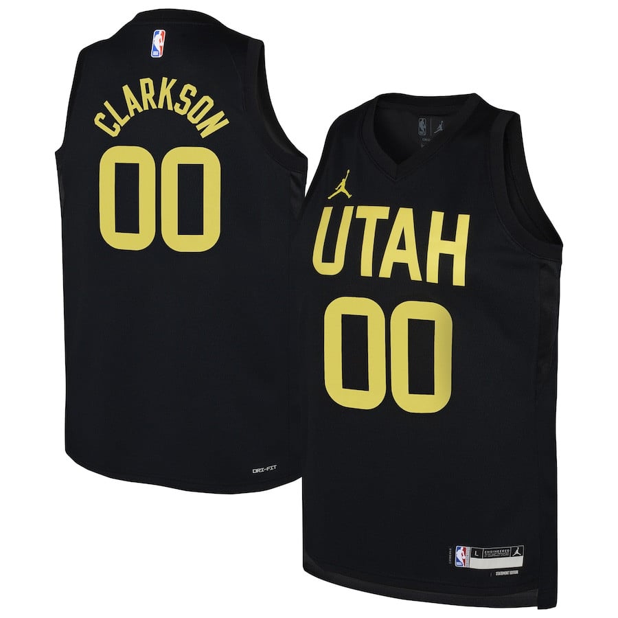 Jordan Clarkson 00 Utah Jazz Swingman Player Statement Edition Black NBA Jersey Youth