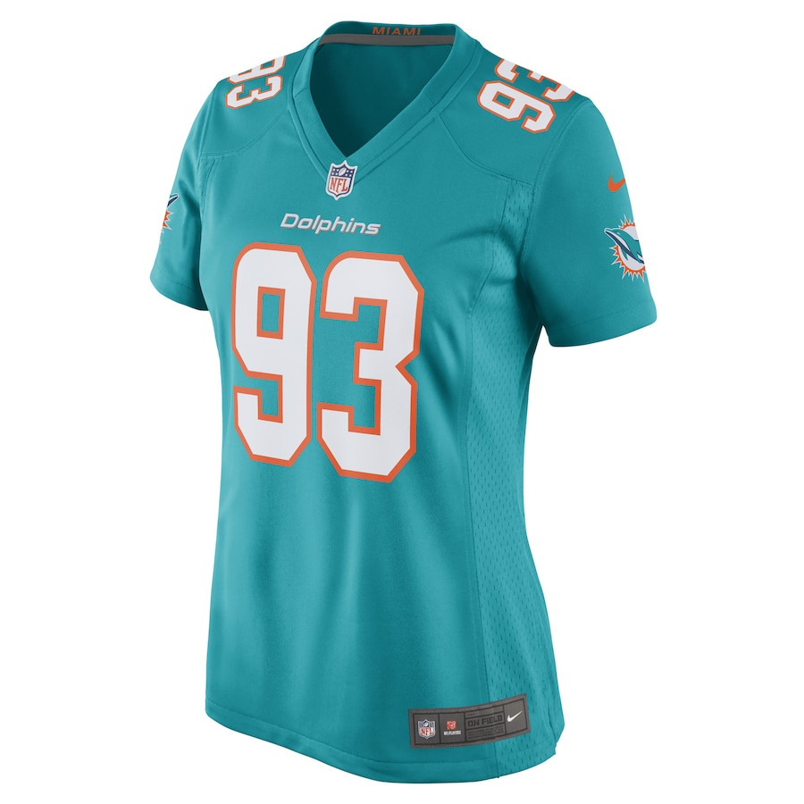 Trey Flowers 93 Miami Dolphins Game Aqua NFL Jersey Women's