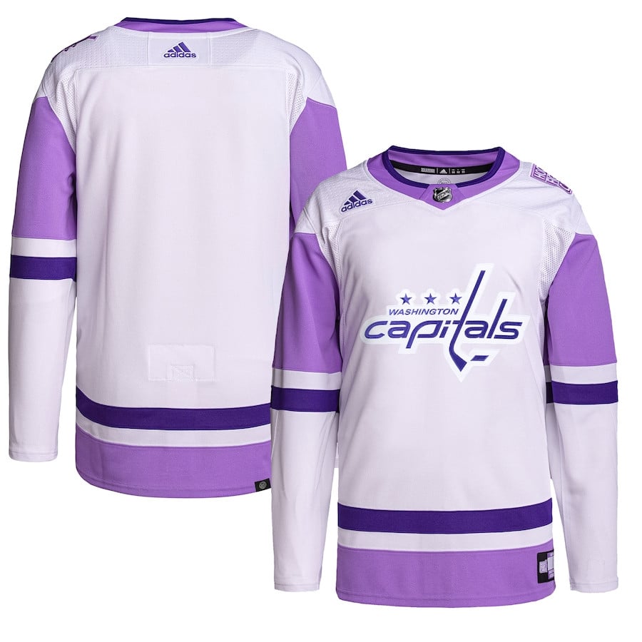 Washington Capitals Fights Cancer Primegreen White/Purple NHL Jersey Men's
