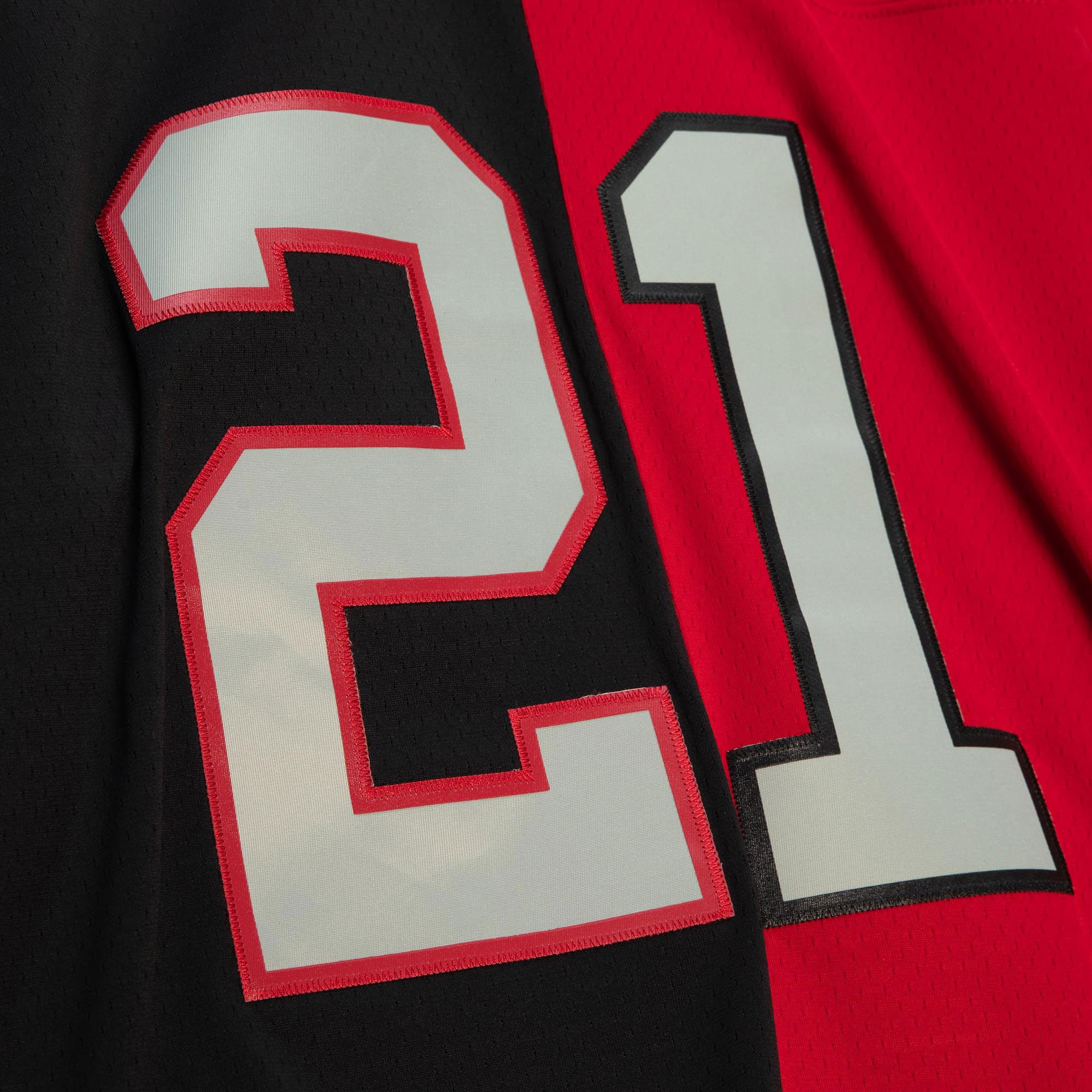 Atlanta Falcons Deion Sanders Mitchell Ness Black/Red Big Tall Split Legacy Retired Player NFL Jersey Men's